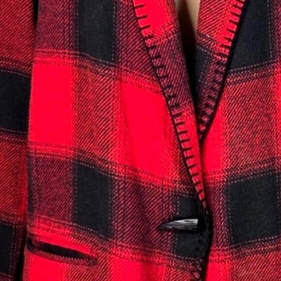 Vintage David Paul NY Womens Red & Black Buffalo Plaid Blazer Jacket Size M - Picture 4 of 7